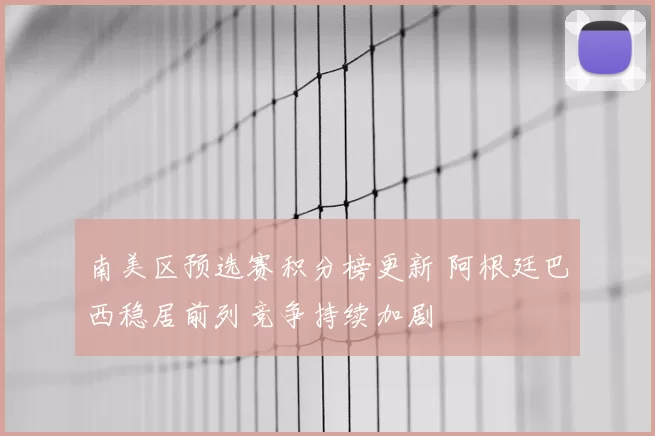 南美区预选赛积分榜更新 阿根廷巴西稳居前列竞争持续加剧