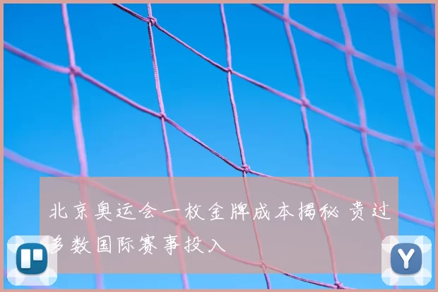 北京奥运会一枚金牌成本揭秘 贵过多数国际赛事投入